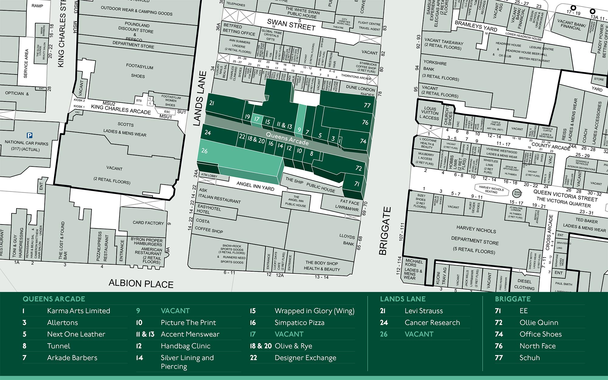 Queens Arcade map